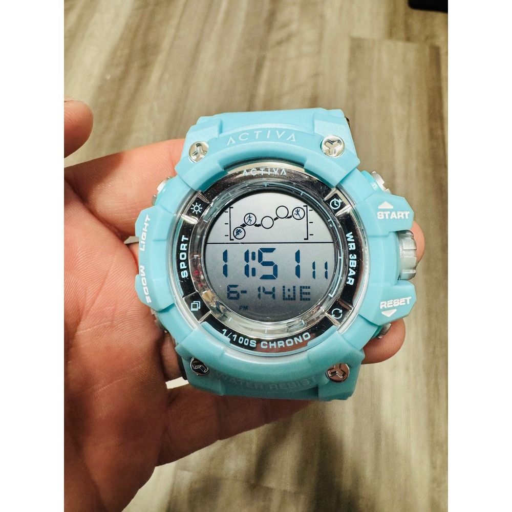 Activa by Invicta 495494 Digital Sport Watch Light Blue Aqua WR 30M w/ Case